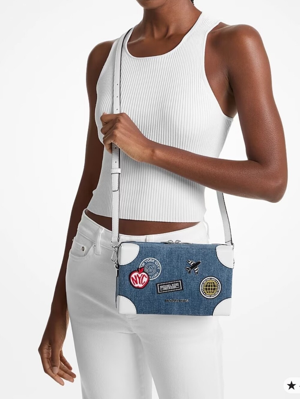 Michael Koes Jeanie East West Trunk Denim Crossbody Bag